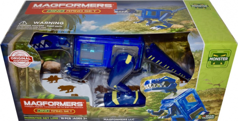 Магнитный конструктор динозавр Magformers «Динозавр синий» свет + звук
