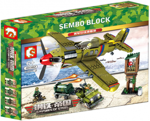 Конструктор Sembo Block «Военный самолет, машина, вышка»