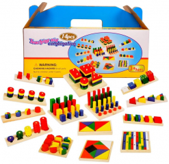 Развивающая деревянная игрушка по методике Монтессори, 14 игр в комплекте