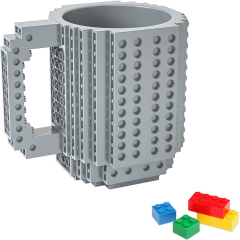 Кружка Build-on Brick Mug «Конструктор» с деталями, серая
